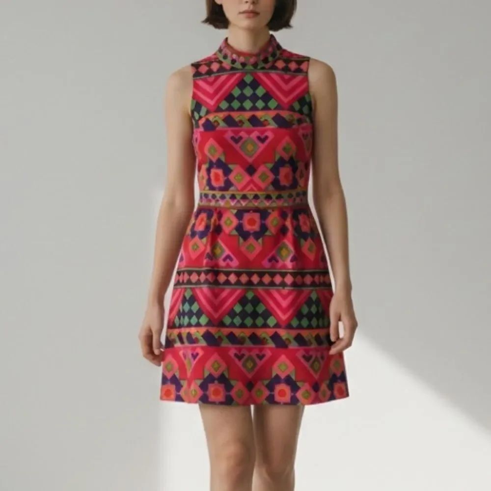 Boho Aztec Dress with Unfinished Hem